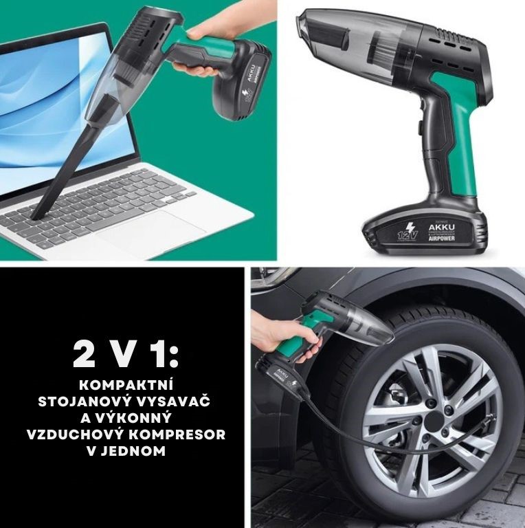 CleanMaxx AKU kompresor a ruční vysavač 2v1 AKV-19905 1 (2)